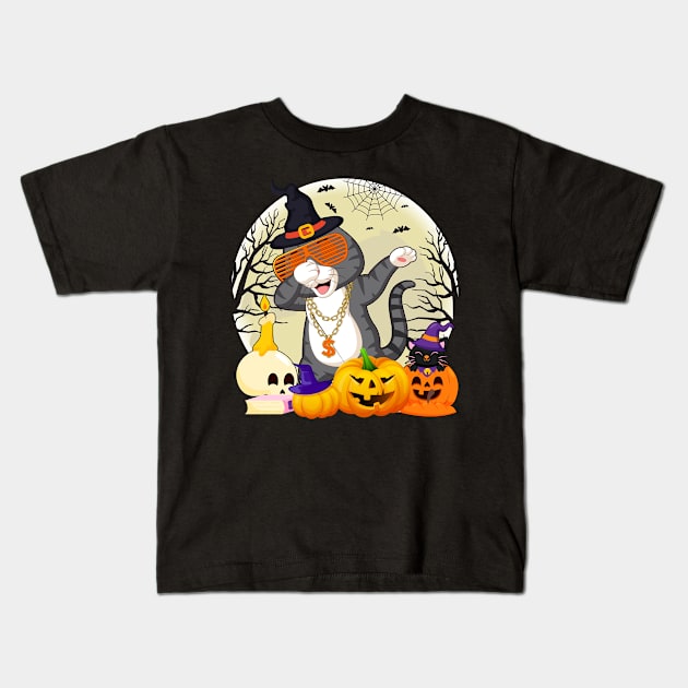 Halloween Cat in september we wear gold Kids T-Shirt by D3monic